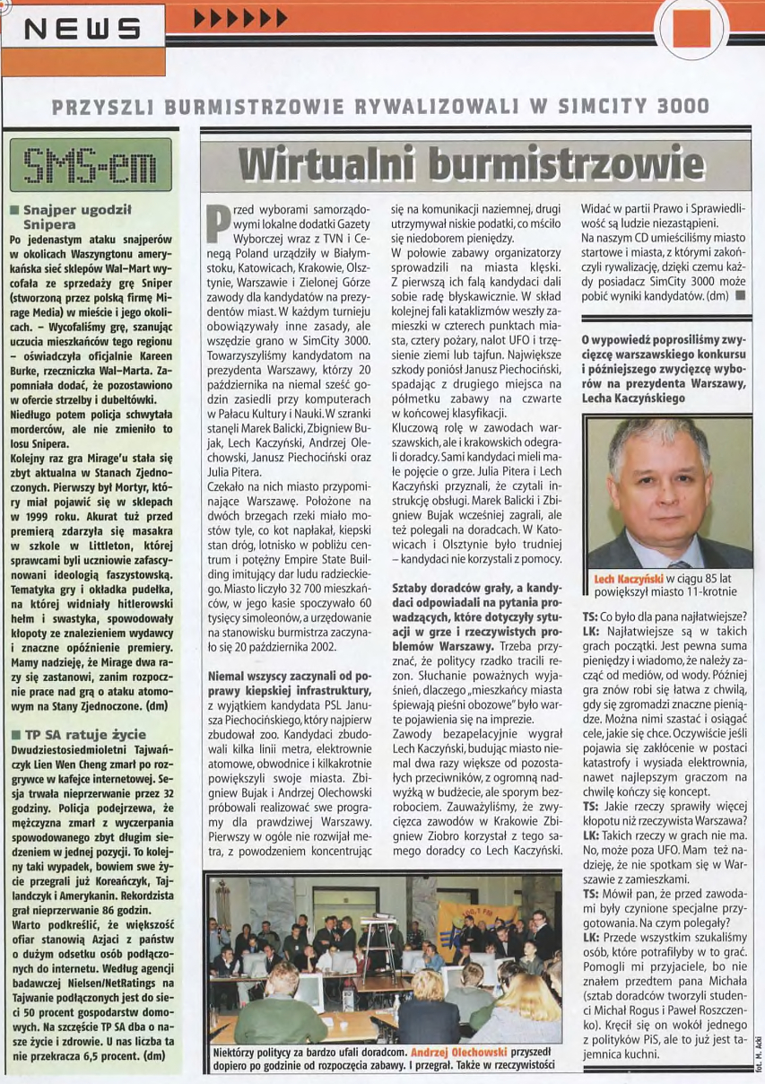 TopSecret 2002 article on the SimCity mayoral competition